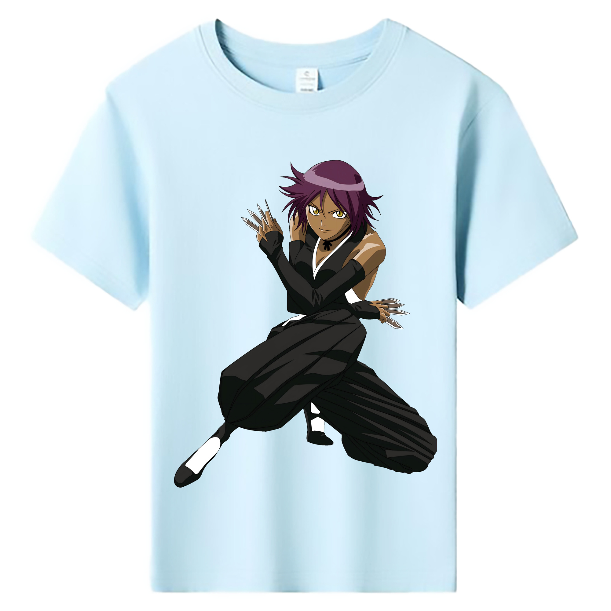 （画像用） ブリーチ 四楓院 夜一（しほういん よるいち） BLEACH Shihouin Yoruichi 綿100％キッズTシャツ（フロントプリント）